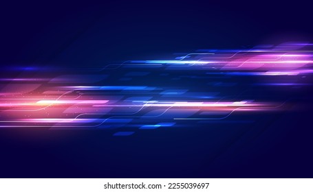 Moderner abstrakter High-Speed-Lichteffekt. Technologie futuristische dynamische Bewegung auf blauem Hintergrund. Bewegungsmuster für Banner- oder Poster-Design-Hintergrund-Konzept.