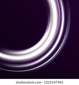 Modern abstract high-speed light effect. Technology futuristic dynamic motion. Abstract light trails. White abstract background with blurred magic neon light curved lines	