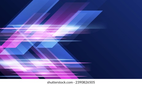 Modern abstract high-speed light effect. Technology futuristic dynamic motion on blue background with copy space. Movement pattern for banner or poster design background concept.
