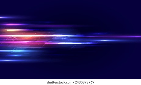 Efecto de luz de alta velocidad abstracto moderno. Tecnología de movimiento dinámico futurista sobre fondo azul. Patrón de movimiento para el concepto de fondo de diseño de banner o póster.