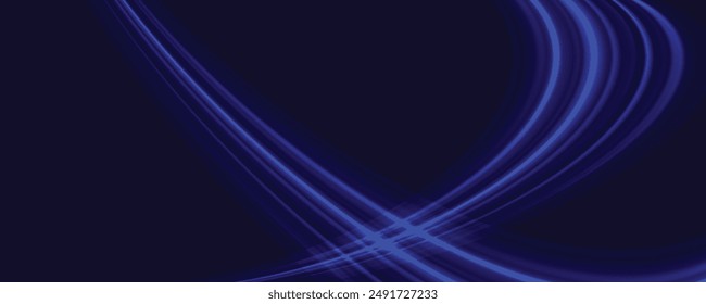 Modern abstract high-speed light effect. Abstract background with curved beams of light. Technology futuristic dynamic motion. Movement pattern for banner or poster design background concept.