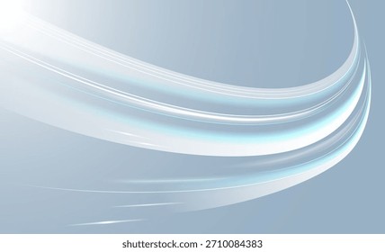 Efecto de luz abstracto moderno de alta velocidad de movimiento dinámico de alta velocidad. Líneas curvas de onda blanca para presentaciones. Fondo abstracto ligero, Tecnología futurista y concepto de innovación. 