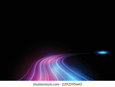 Modern abstract high-speed  light motion effect on black background. vector illustration.