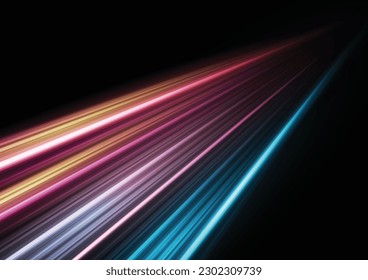 Modern abstract high-speed light motion effect on black background. vector illustration.