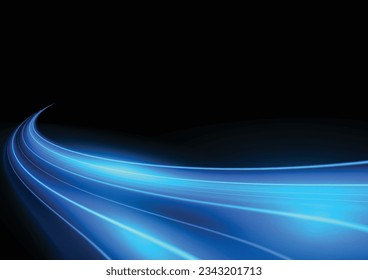 Modern abstract high-speed light motion effect on black background. vector illustration.