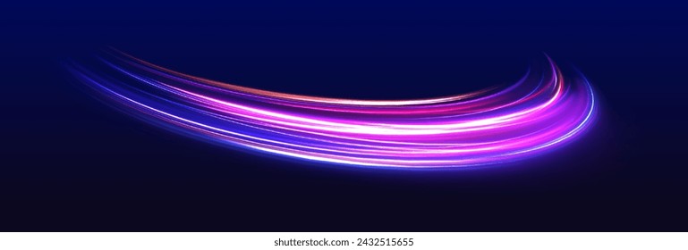 Efecto de movimiento de luz abstracto moderno de alta velocidad sobre fondo negro. Tecnología abstracta futurista círculo de neón brillante. Ilustración vectorial.	