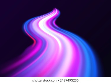 Efecto de movimiento de luz abstracto moderno de alta velocidad sobre fondo negro. Abstractas tecnología futurista círculo de neón brillante. Ilustración vectorial.	