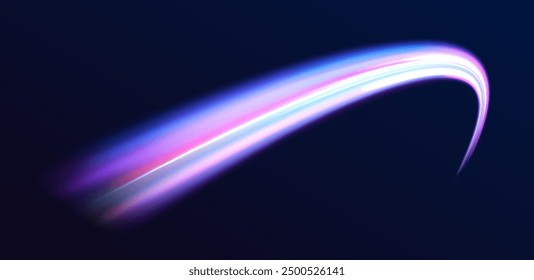 Efecto de movimiento de luz de alta velocidad abstracto moderno sobre fondo negro. Abstractas tecnología futurista neón círculo brillante. Ilustración vectorial.	