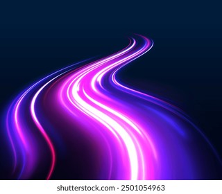 Efecto de movimiento de luz de alta velocidad abstracto moderno sobre fondo negro. Abstractas tecnología futurista neón círculo brillante. Ilustración vectorial.	
