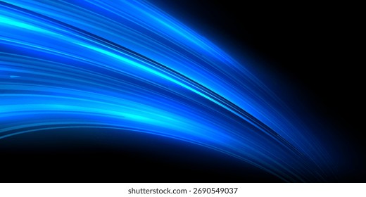 Efecto de movimiento de luz de alta velocidad abstracto moderno sobre fondo negro. Ilustración vectorial.