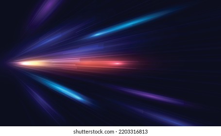 Efecto de trazos de luz abstracto moderno de alta velocidad. Tecnología de movimiento dinámico futurista. Patrón de movimiento para la idea de fondo de diseño de pancartas o afiches. Vector eps10.