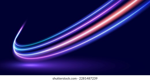 Modern abstract high-speed light trails effect. Futuristic dynamic motion technology. Movement pattern for banner or background. Vector eps10.