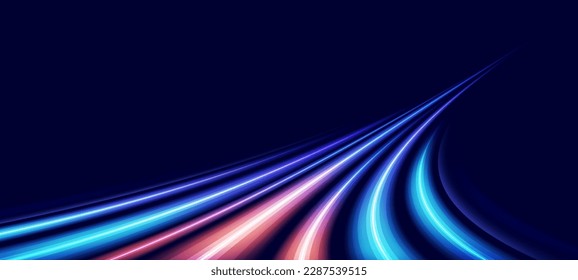 Modern abstract high-speed light trails effect. Futuristic dynamic motion technology. Movement pattern for banner or background. Vector eps10.