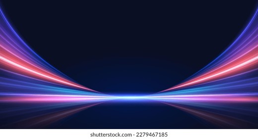 Modern abstract high-speed light trials effect. Futuristic dynamic movement technology. Velocity pattern for banner or poster design background idea. Vector eps10.