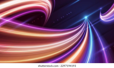 Modern abstract high-speed movement background. Dynamic motion light trails effect. Futuristic technology movement pattern for banner. Vector EPS10.