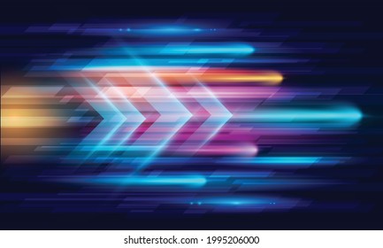 Modern abstract high-speed movement. Colorful dynamic motion on blue background. Movement sport pattern for banner or poster design background concept.