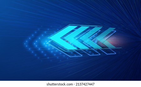 Modern abstract high-speed movement. Colorful dynamic movement on a blue background. The concept of communication data transmission technology. Vector illustration