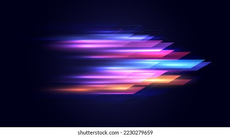 Modern abstract high-speed movement. Colorful dynamic motion on blue background. Movement futuristic pattern for banner or poster design background concept.