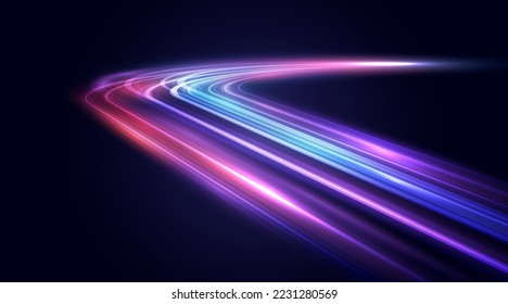 Modern abstract high-speed movement. Colorful dynamic motion on blue background. Movement futuristic pattern for banner or poster design background concept.