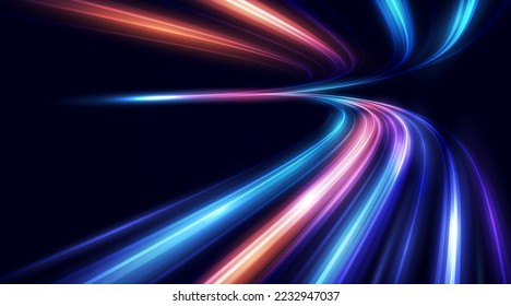 Modern abstract high-speed movement. Colorful dynamic motion on blue background. Movement futuristic pattern for banner or poster design background concept. - Shutterstock ID 2232947037