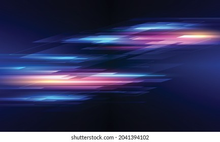 Modern abstract high-speed movement. Colourful dynamic motion on blue background. Movement template for banners, presentations, flyers, posters. Vector illustration.