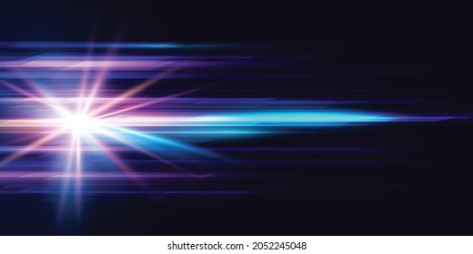 Modern abstract high-speed movement. Dynamic motion light beams on dark blue background. Futuristic, technology pattern for banner or poster design background concept.