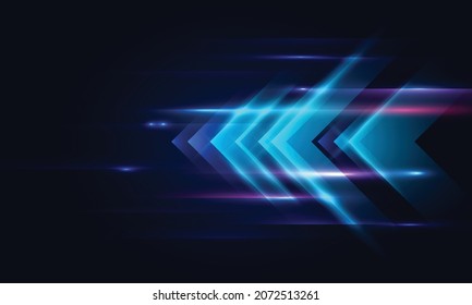 Modern abstract high-speed movement. Dynamic arrows on blue background. Movement technology pattern for banner or poster design background concept.