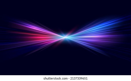 Modern abstract high-speed movement. Dynamic motion light trails with motion blur effect on dark background. Futuristic, technology pattern for banner or poster design. - Shutterstock ID 2137339651