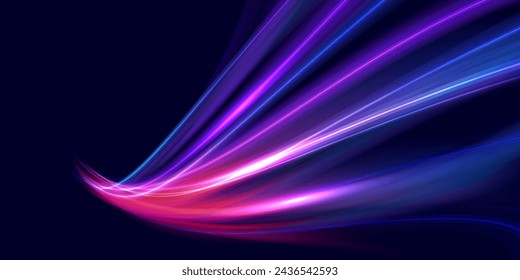 Modern abstract high-speed movement. Dynamic motion light trails effect. Futuristic digital technology concept, big data, network connection, AI, communication. Pattern for banner.Vector eps10.