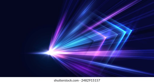 Modern abstract high-speed movement. Dynamic motion light and fast arrows moving on dark background. Futuristic, technology pattern for banner or poster design.