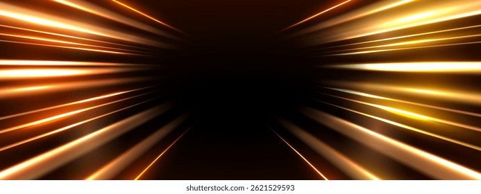 Moderno movimento abstrato de alta velocidade. Trilhas de luz de movimento dinâmico com efeito de desfoque de movimento em plano de fundo escuro. Conceito de tecnologia panorâmica de alta velocidade, fundo abstrato de luz. 