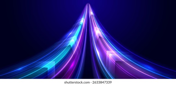 Modern abstract high-speed movement. Dynamic motion light and fast arrows moving on dark background. Futuristic, technology pattern for banner or poster design.
