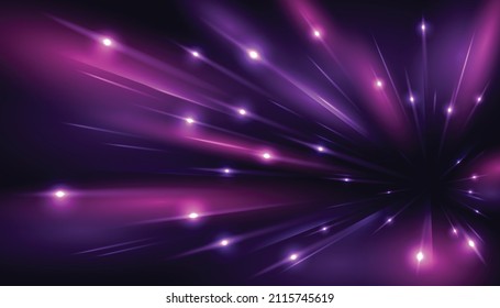 Modern abstract high-speed movement. Speed zoom of the beam on dark background. Dynamic motion light trails. Futuristic, technology pattern for the banner.