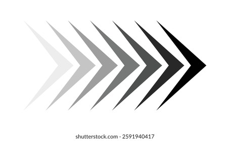 Modern abstract high-speed moving arrow. turn right icon. swipe up button. scroll pictogram. forward direction logo