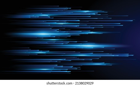 Modern Abstract High-speed Technology Movement. Dynamic Motion Light Trails With Motion Blur Effect On Dark Background. Futuristic, Technology Pattern For Banner Or Poster Design.