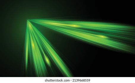 Modern abstract high-speed technology movement. Dynamic motion light green trails with motion blur effect on dark background. Futuristic, technology pattern for banner or poster design.