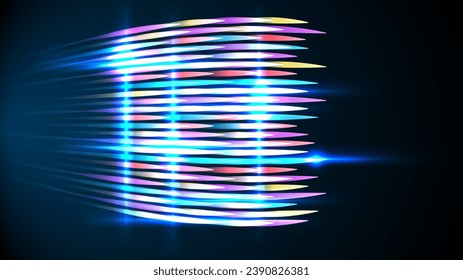 Modern abstract high-speed technology movement. Dynamic motion light trails with motion blur effect on dark background. Futuristic, technology pattern for banner or poster design.