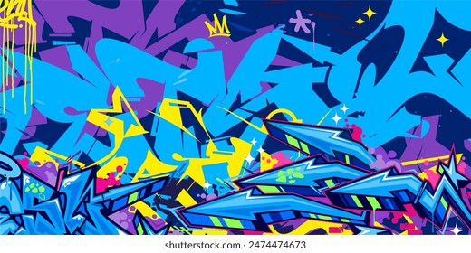 Modern Abstract Hip Hop Urban Street Art Graffiti Style Vector Illustration Background Template