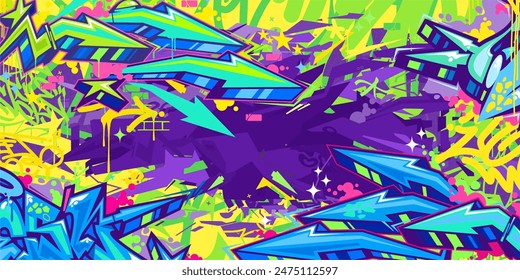 Modern Abstract Hip Hop Urban Street Art Graffiti Style Vector Illustration Background Template