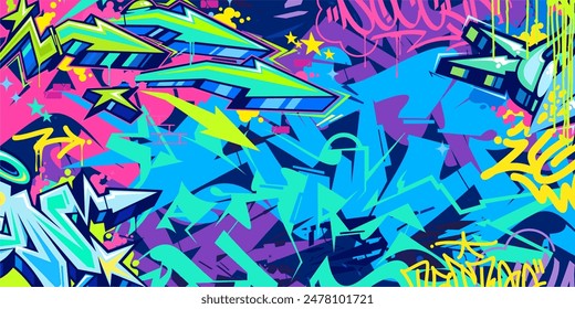 Modern Abstract Hip Hop Urban Street Art Graffiti Style Vector Illustration Background Template