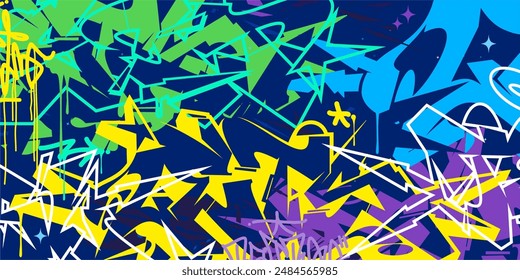 Modern Abstract Hip Hop Urban Street Art Graffiti Style Vector Illustration Background Template