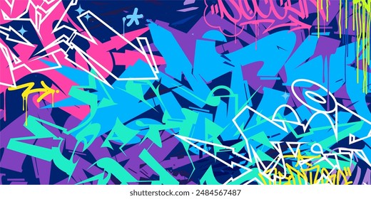 Modern Abstract Hip Hop Urban Street Art Graffiti Style Vector Illustration Background Template