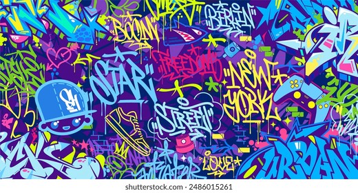 Modern Abstract Hip Hop Urban Street Art Graffiti Style Vector Illustration Background Template