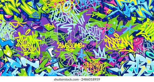 Modern Abstract Hip Hop Urban Street Art Graffiti Style Vector Illustration Background Template