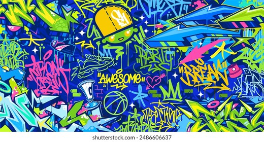 Modern Abstract Hip Hop Urban Street Art Graffiti Style Vector Illustration Background Template