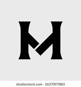 A modern and abstract HM or MH initial logo design featuring clean typography and minimal styling. 