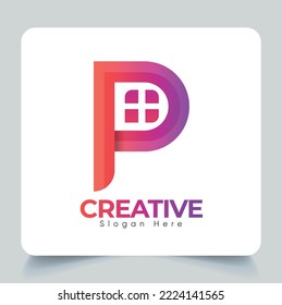 Modern Abstract Home Letter P Logo Design With House Logo Concept, Custom Design, Modern Hi-Quality Premium Minimalist Letter P Realistic Logo Premium Vector.
