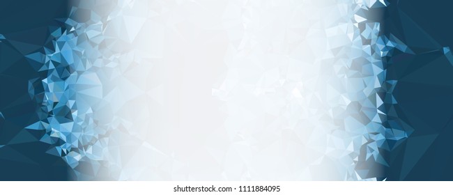Modern abstract horizontal background with white transparent gradient for text or photos. Geometric low polygonal backdrop for web, covers, presentations layouts, title backgrounds. Vector clip art.