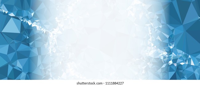 Modern abstract horizontal background with white transparent gradient for text or photos. Geometric low polygonal backdrop for web, covers, presentations layouts, title backgrounds. Vector clip art.