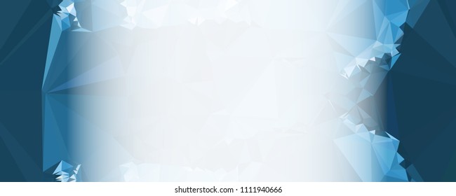 Modern abstract horizontal background with white transparent gradient for text or photos. Geometric low polygonal backdrop for web, covers, presentations layouts, title backgrounds. Vector clip art.